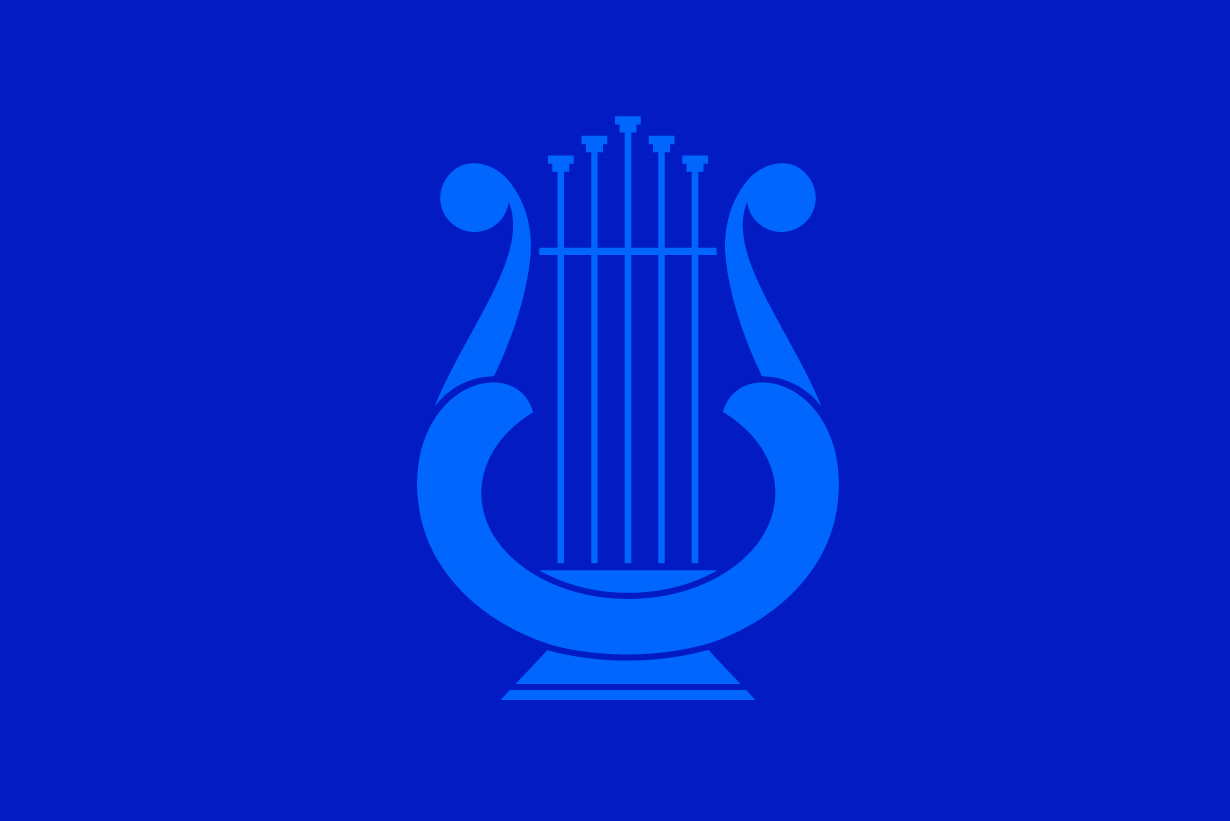Lyre (musical instrument) illustration in blue