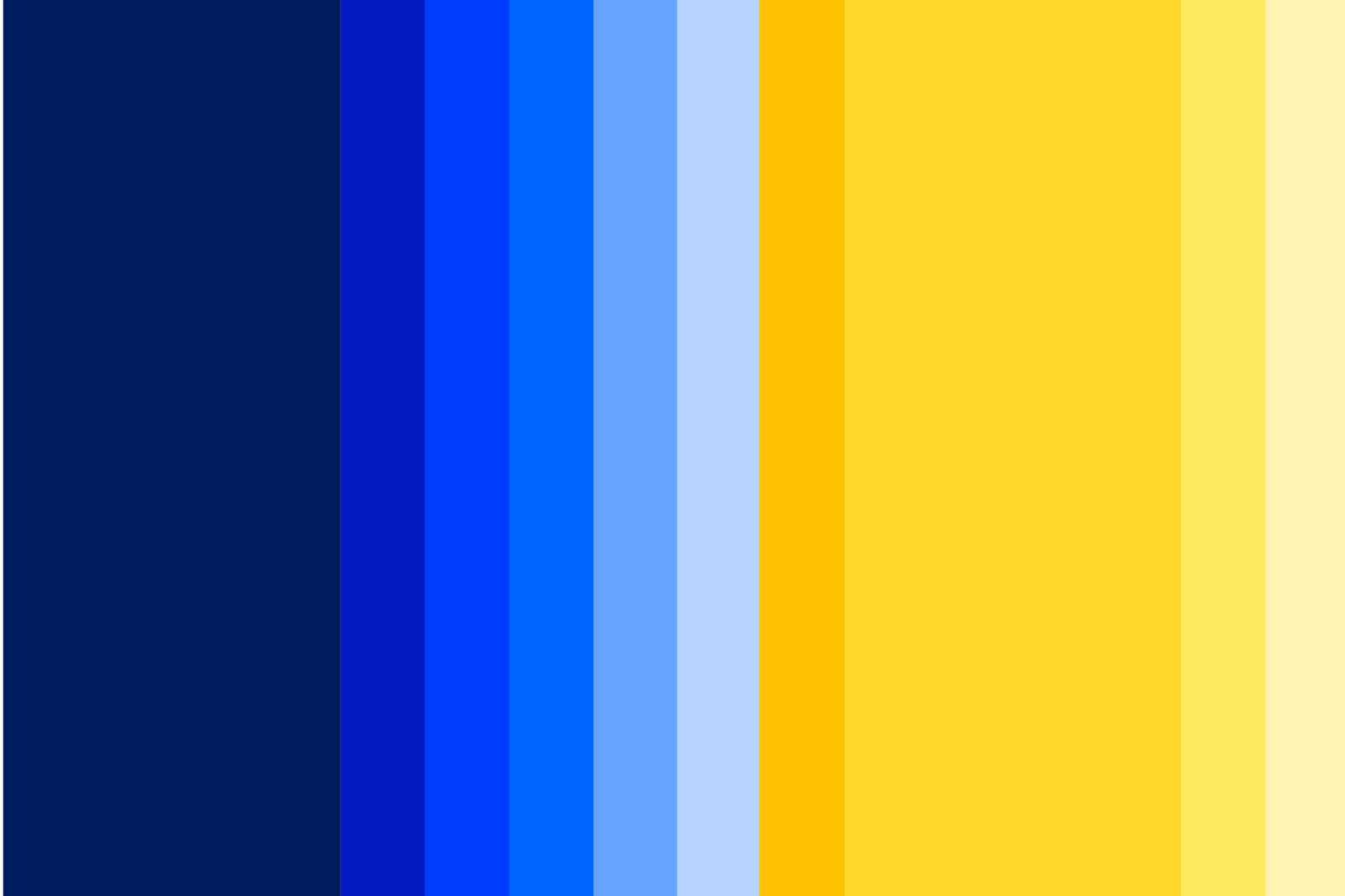 The full color palette, ranging from dark blue to pale yellow.