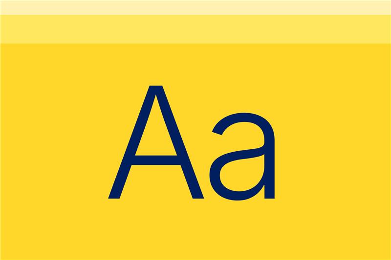 A capital A and lower case a on a series of yellow color swatches.