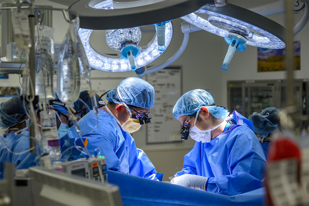 Two surgeons working together in an operating room.