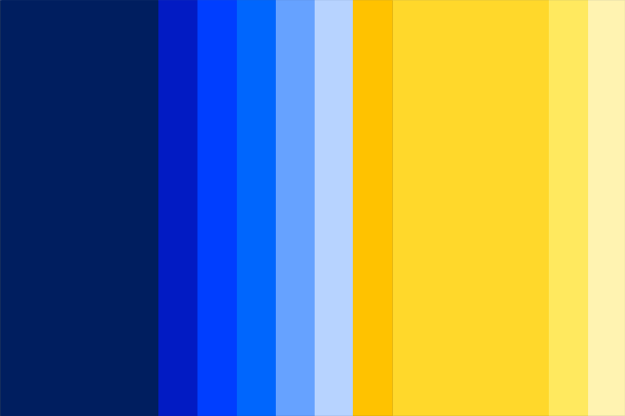 The full color palette, ranging from dark blue to pale yellow.